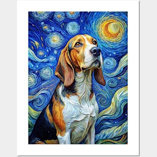 Beagle Dog Breed Painting in a Van Gogh Starry Night Art Style Posters and Art